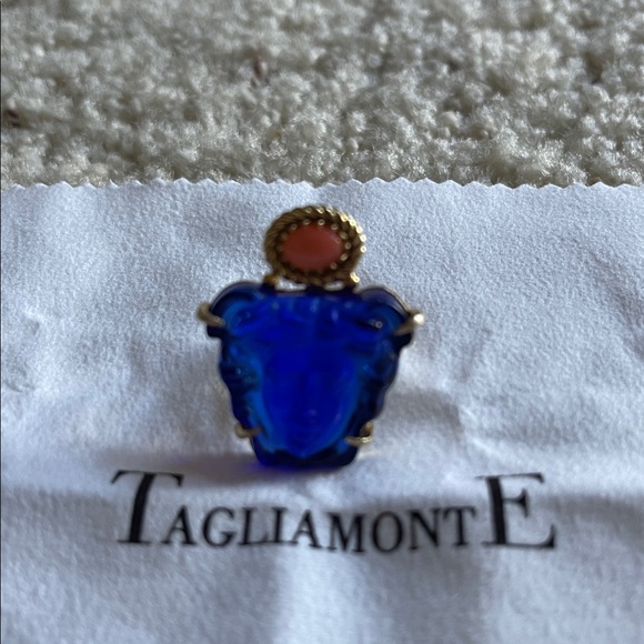 TAGLIAMONTE HANDMADE GLASS ITALIAN REAL CORRAL RING - Picture 2 of 7